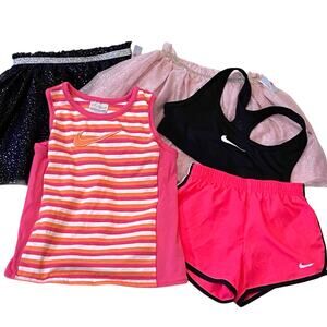 Nike XS Bundle Pink Black Shorts Top Summer Play Cat&Jack 4T NWT Fairy Skirts x2